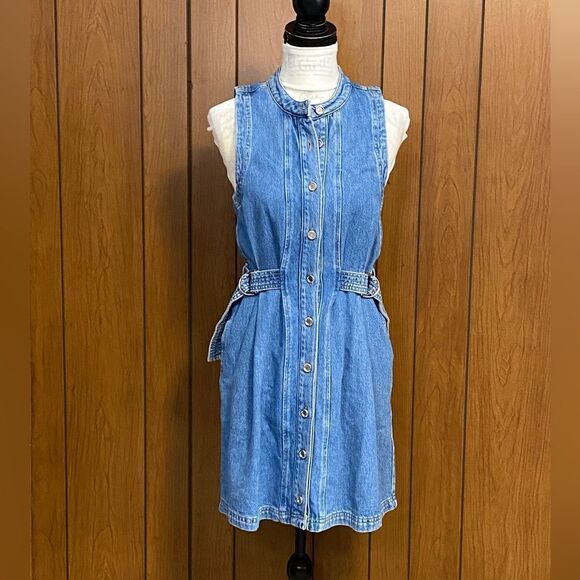 Derek Lam 10 Crosby Side Buckle Denim Minidress size S - Picture 1 of 9